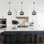 Modern kitchen with smoke glass pendant lights west auckland