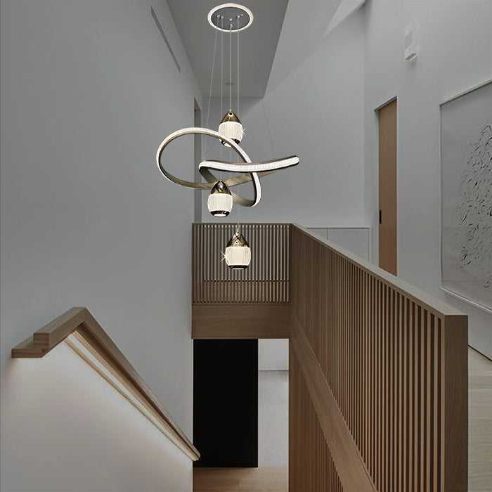 Modern staircase with a stylish pendant light auckland houses