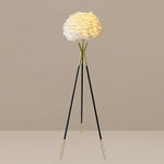 Modern tripod floor lamp with feathered shade NZ