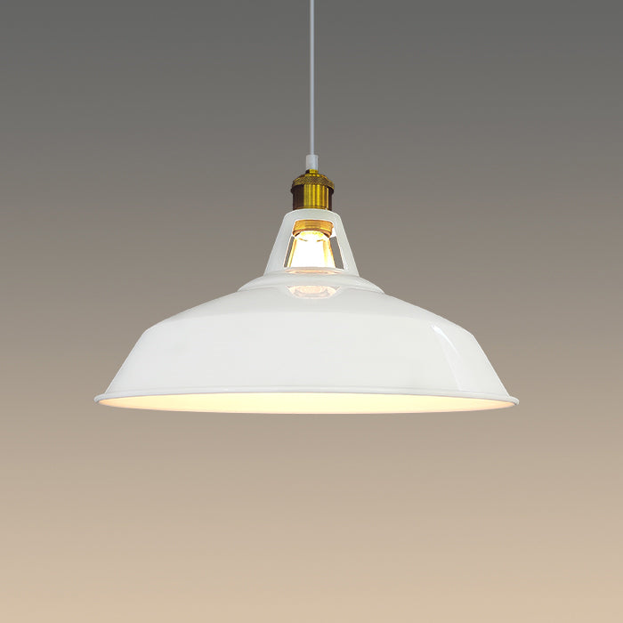 Modern white bell-shaped pendant light with a brass holder nz