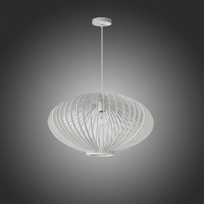 Modern pendant light with a white ribbed design  nz homes
