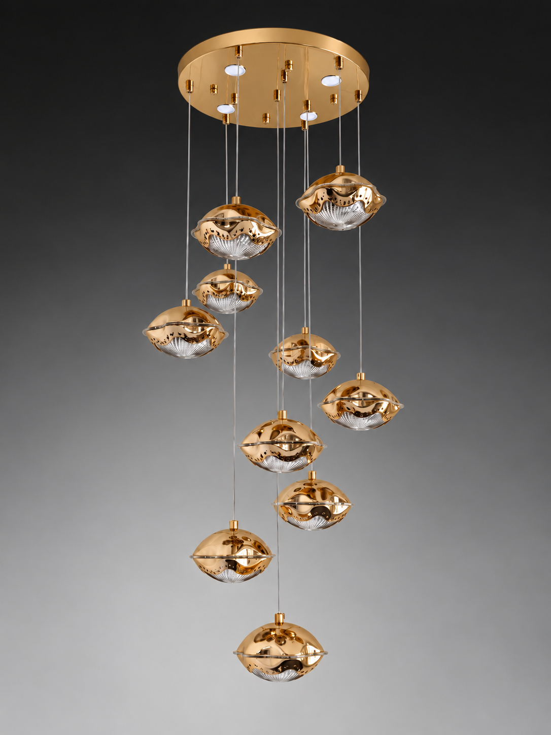 Gold 10-Light Multi-Drop Pendant Light5010-10