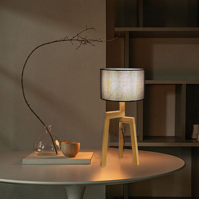 natural wooden table lamp with a fabric shade - eden lighting NZ