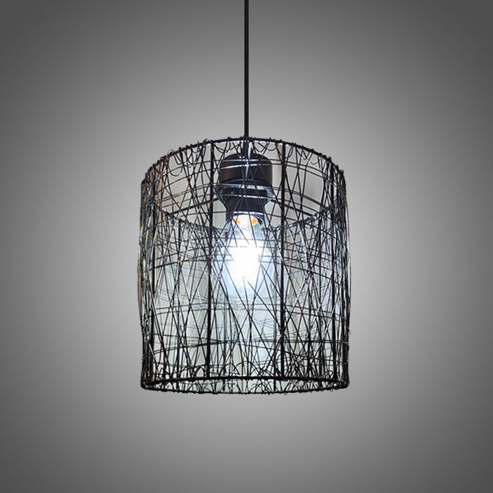 Pendant light with black wire cage shade auckland