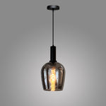 Pendant light with smoked glass shade above kitchen island nz
