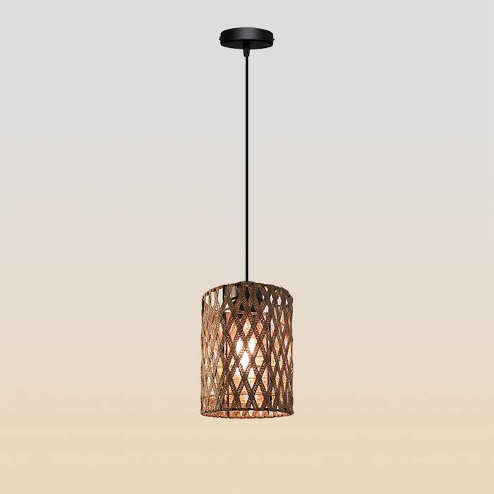 Pendant light with woven design  hanging in the entry area nz