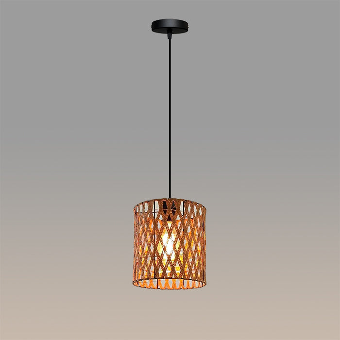 Pendant light with woven design hanging in the entry area west auckland