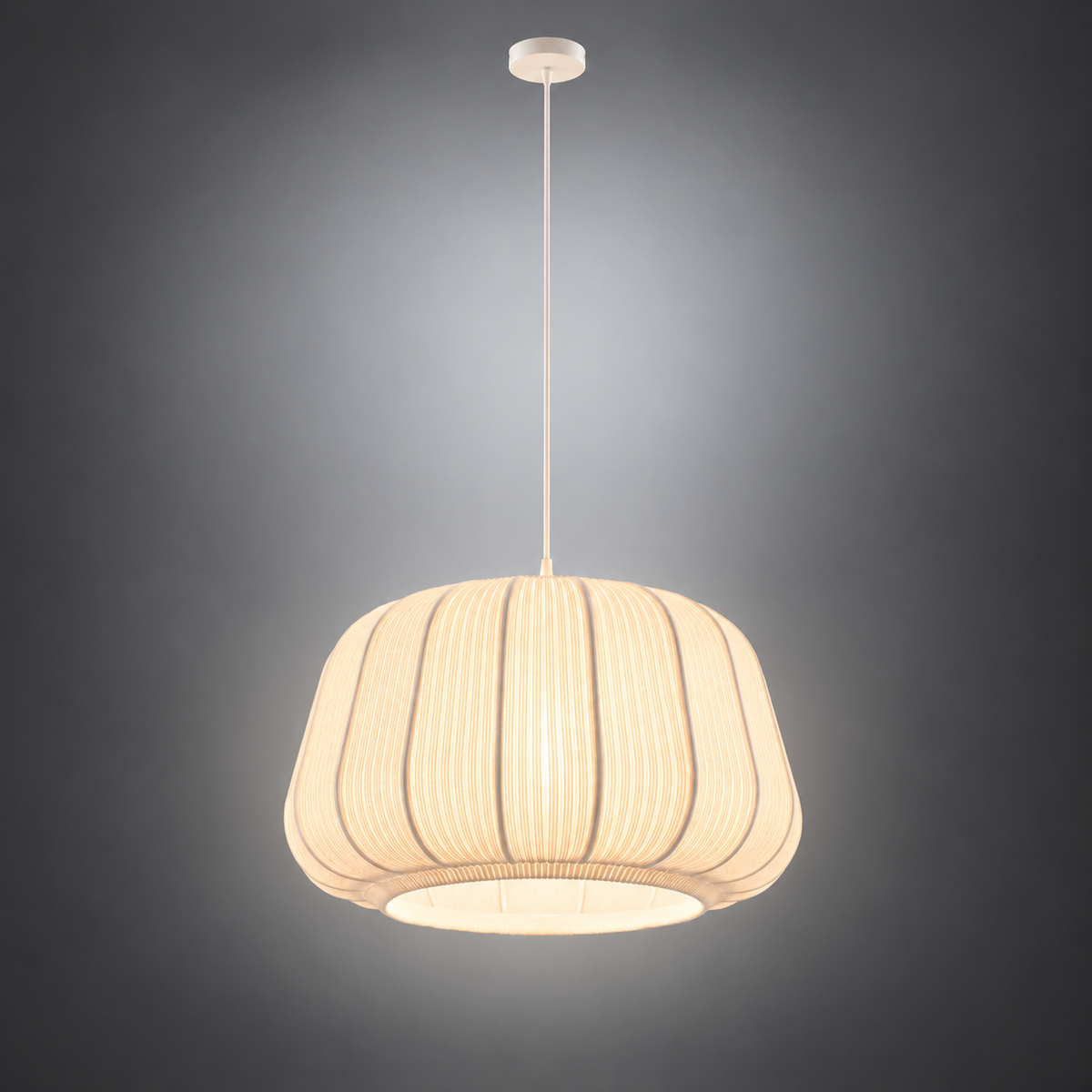 White Ribbed Dome Pendant Light 25027