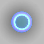 Round, glowing object with a gradient of blue light nz