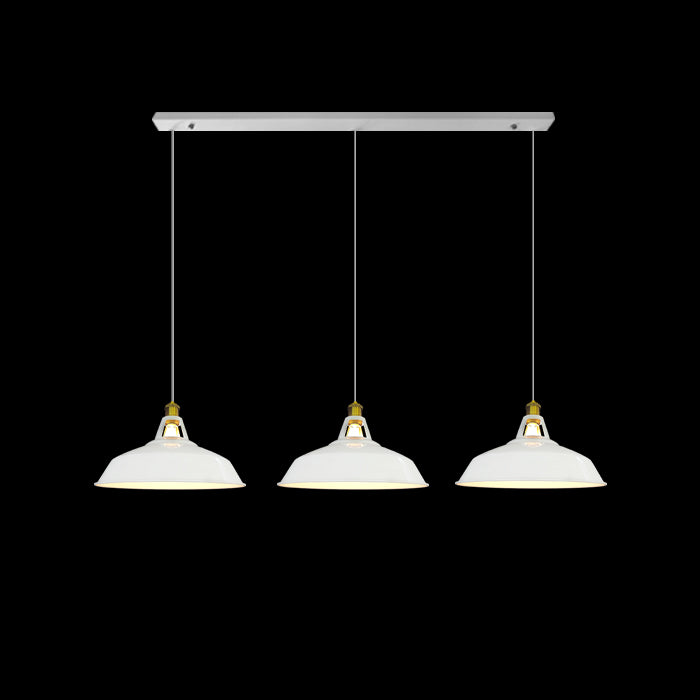 Three pendant lights with white shades on NZ