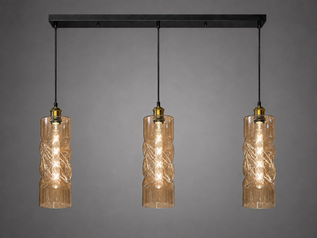 3-Light Amber Textured Glass Pendant Light 7280 AM