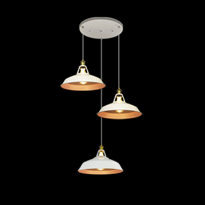 Three pendant lights with white and gold designs nz