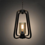 Vintage-style pendant light with a dark metal frame and clear glass shade nz