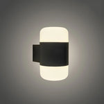 Wall-mounted light fixture with black frame and white glass nz