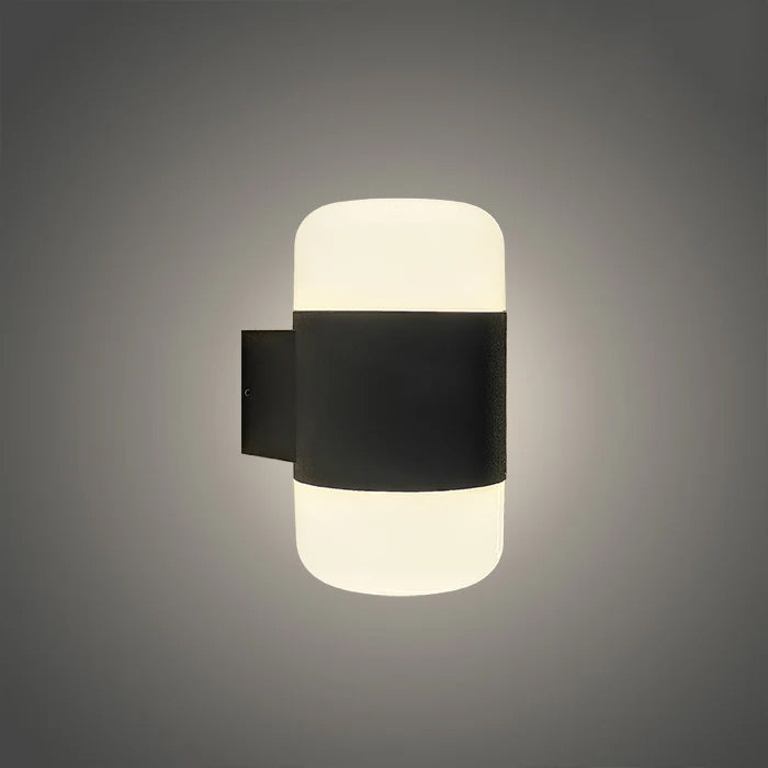 Wall-mounted light fixture with black frame and white glass nz