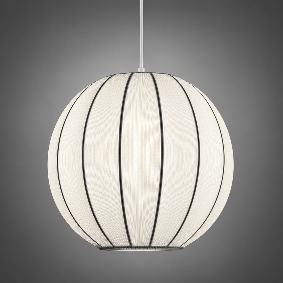 White Ribbed Globe Pendant Light 24114