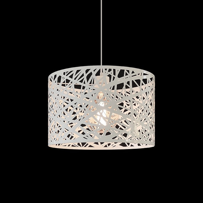 White pendant lamp with a geometric pattern nz