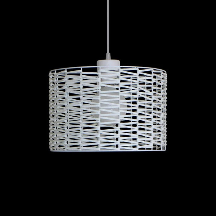White woven pendant light above table nz