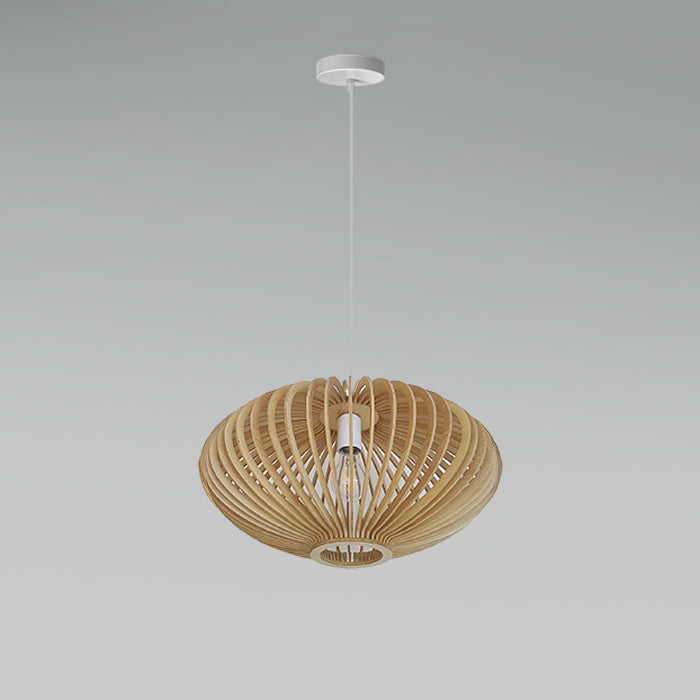 Woven rattan pendant light hanging above table nz
