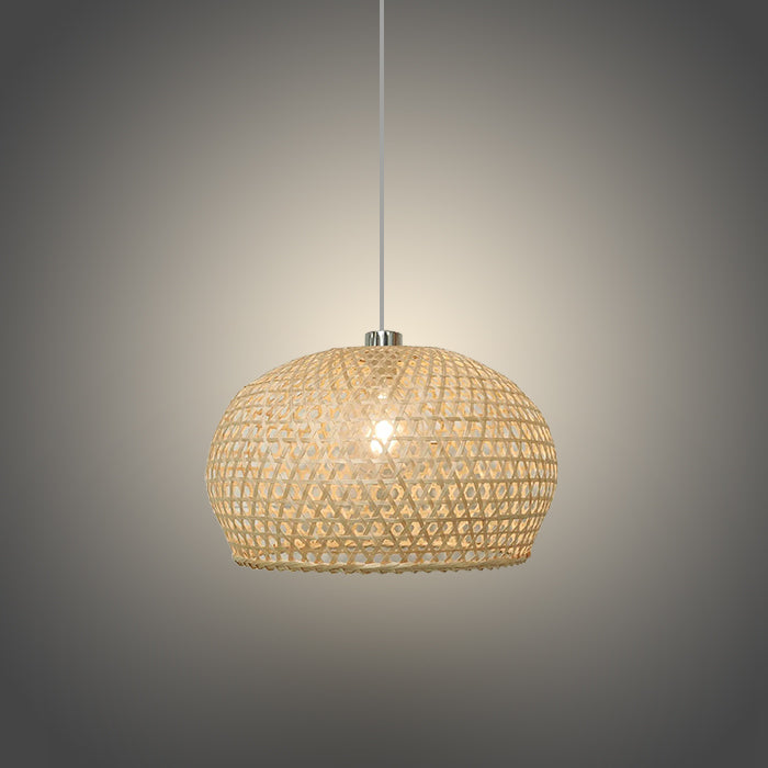 Woven pendant light above dining table nz