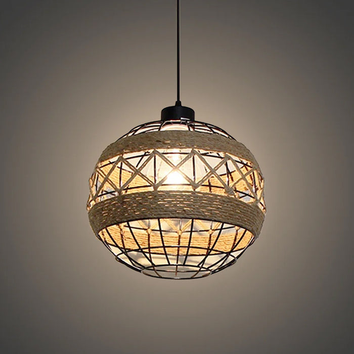 Woven pendant light hanging on the office area auckland