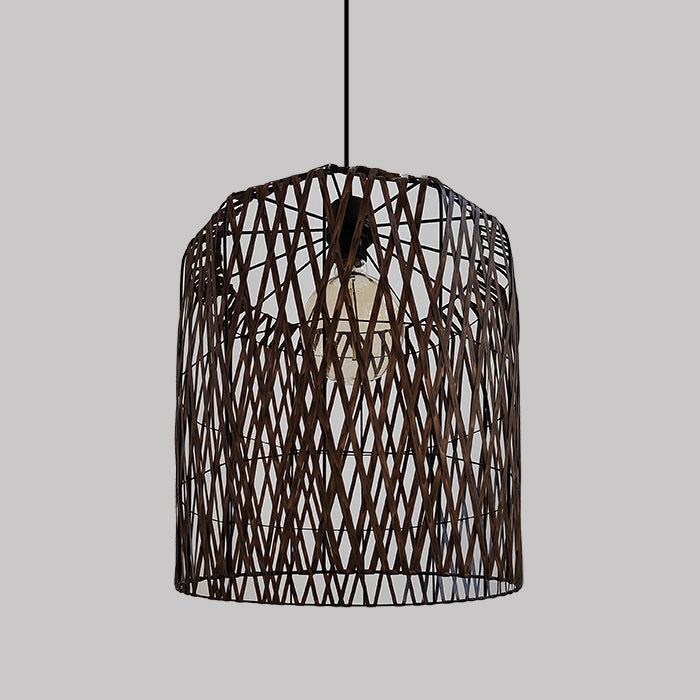 Woven pendant light with geometric pattern nz house