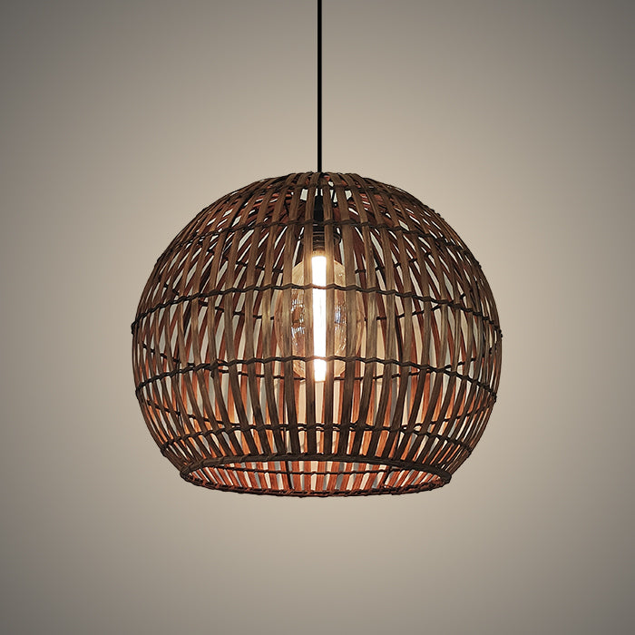 Woven rattan pendant light hanging on the staircase area nz