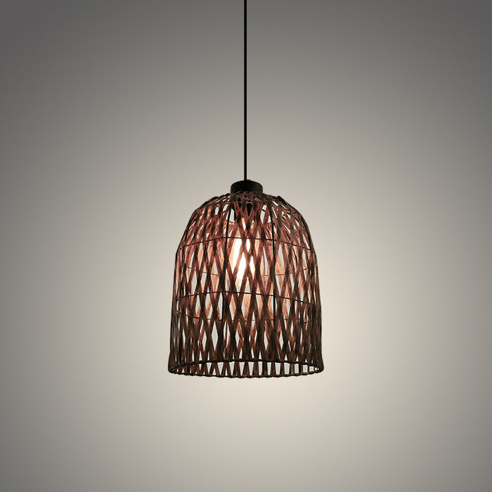 Woven rattan pendant light above neutral table nz home
