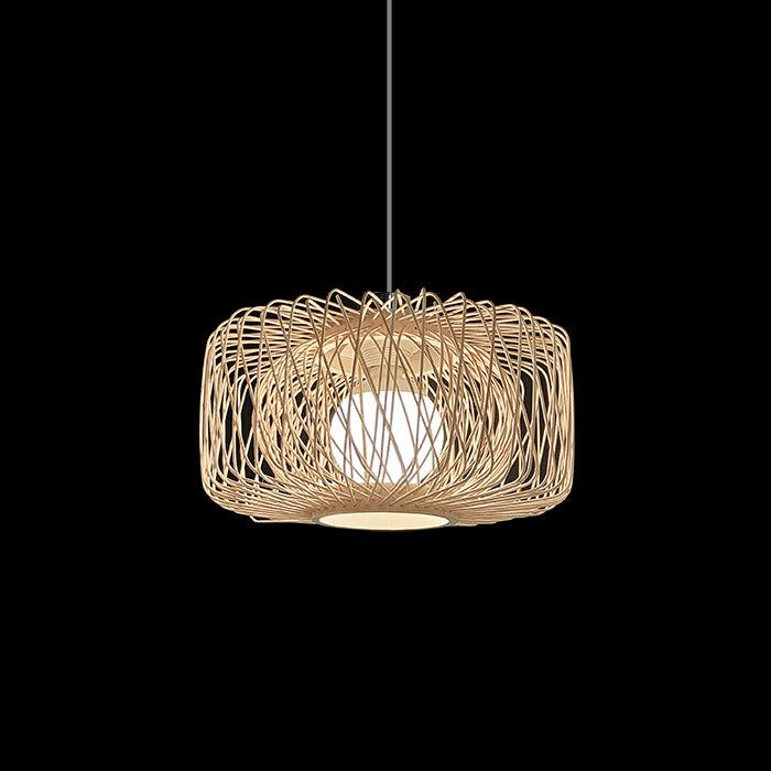 Woven wooden pendant light for holiday home nz
