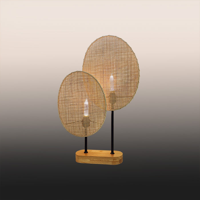 Table lamp with bamboo lampshades