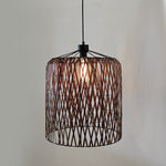 Woven pendant light with geometric pattern nz house