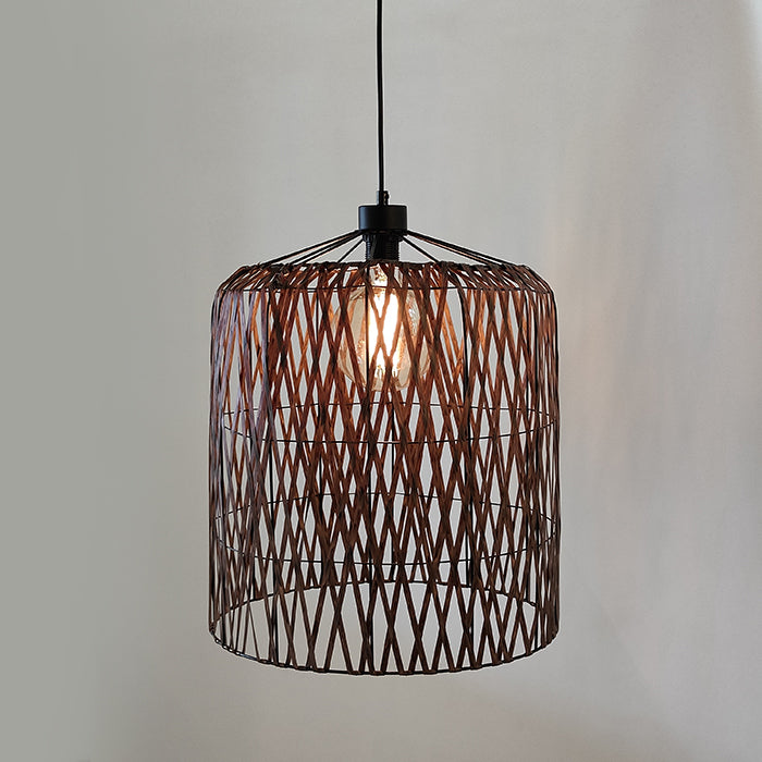 Woven pendant light with geometric pattern nz house