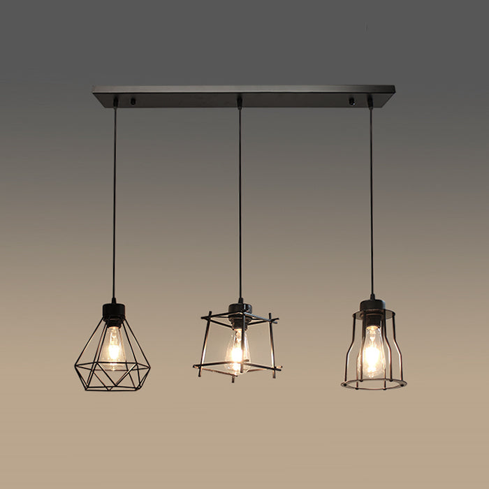 Pendant light Black Bar with 3*E27-1000mm