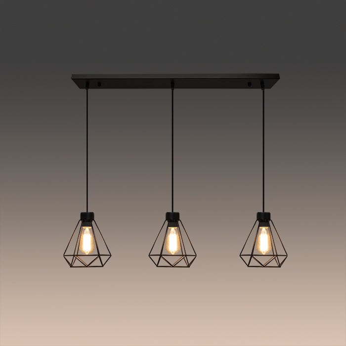 Modern pendant light with three geometric lampshades NZ
