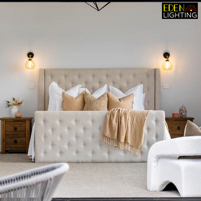 black base glass wall light for modern bedroom auckland