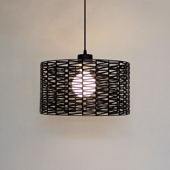 A black cylindrical lampshade made of synthetic leather nz