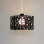 A black cylindrical lampshade made of synthetic leather nz