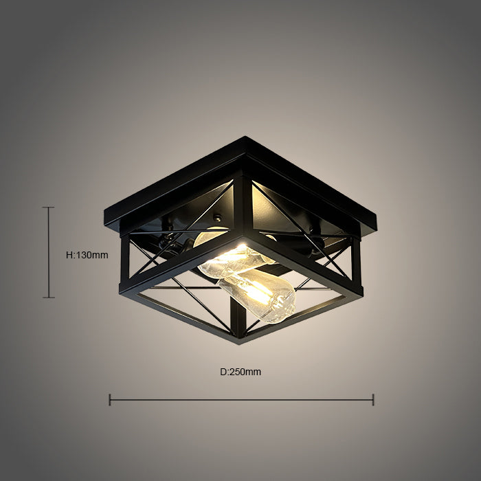 Black ceiling light fixture with measurements