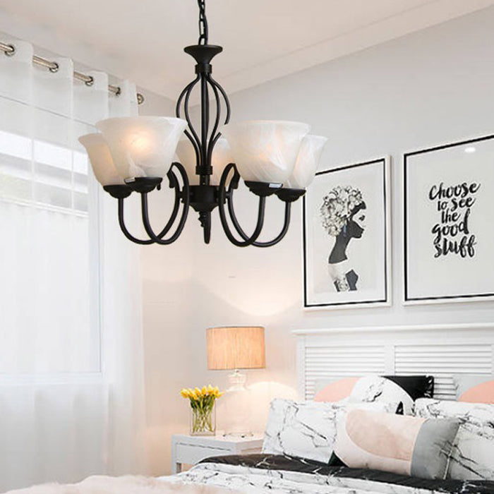 black iron chandelier pendant light for bedroom - eden lighting NZ