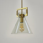 A vintage-style pendant light with a conical-shaped clear glass shade nz
