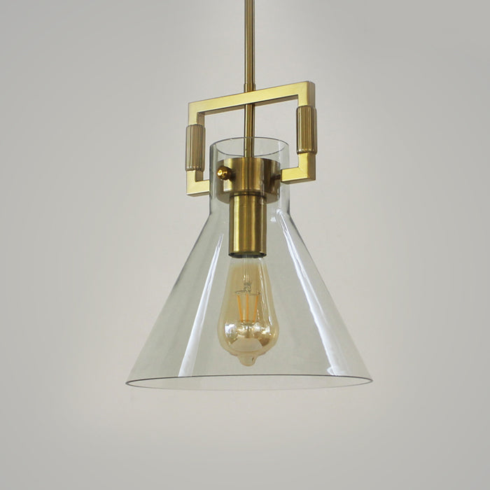 A vintage-style pendant light with a conical-shaped clear glass shade nz