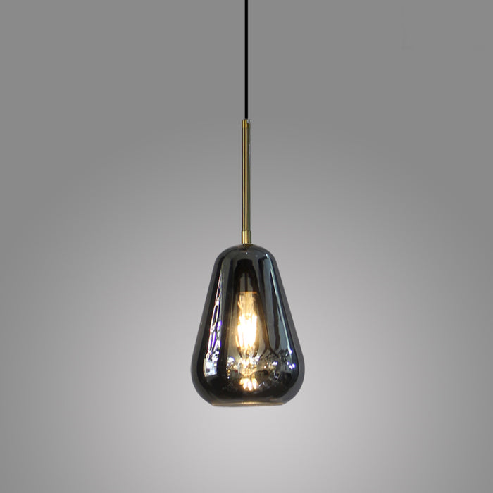A cylindrical smoke glass pendant light with a bronze-colored parts nz