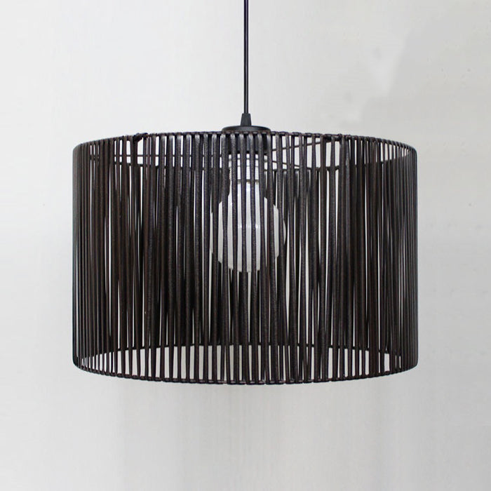 A dark brown synthetic leather lamp shade with a geometric pattern nz