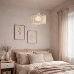 Neatly made bedroom with a decor lamp pendant light west auckland