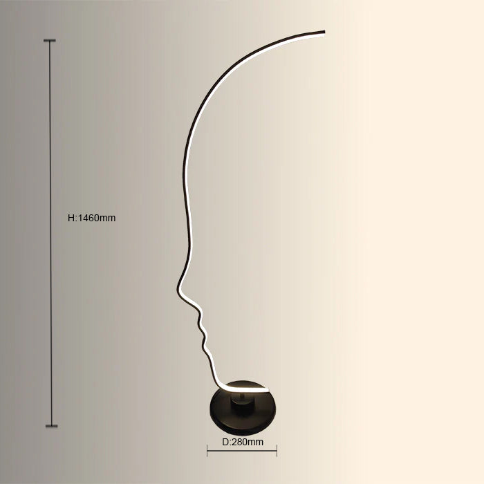  a silhouette design of a face lamp size nz