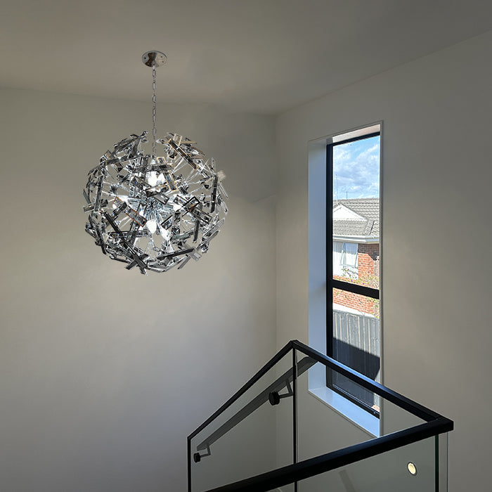 pendant light in staircase setting crystals lighting shop NZ