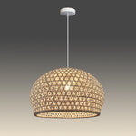 Woven pendant light with a geometric pattern nz