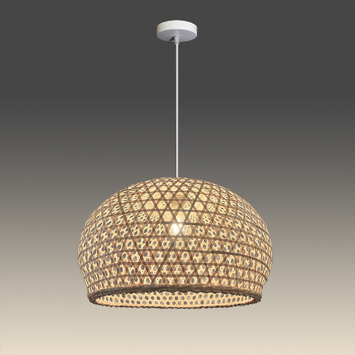 Woven pendant light with a geometric pattern nz