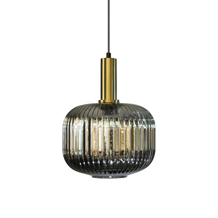 Modern pendant light with ribbed glass shade NZ