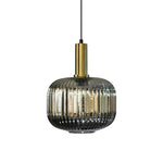 Modern pendant light with ribbed glass shade NZ